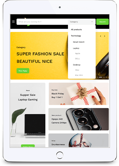 view of e-commerce site on iPad